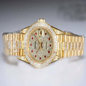 Rolex Datejust 6917 Round Gold 18k Gold Strap Diamond Dial Watch