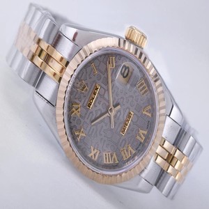 Rolex Datejust 69173 Grey Dial Round Silver 18k Gold Strap Watch
