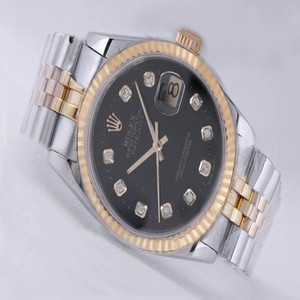 Rolex Datejust 69173 Stainless Steel with 18k Gold Bezel Black Dial Automatic Watch