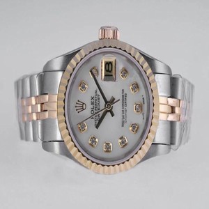 Rolex Datejust 79173 Round Midsize Silver 18k Gold Strap Watch