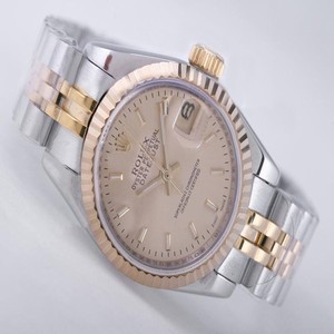 Rolex Datejust 79174 Gold Dial Stainless Steel with 18k Gold Bezel Silver 18k Gold Strap Watch