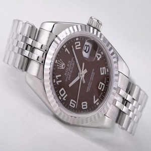 Rolex Datejust 79174 Round Silver Stainless Steel Strap Brown Dial Watch