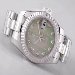 Rolex Datejust 79174 Silver Stainless Steel Strap Round Green Dial Watch