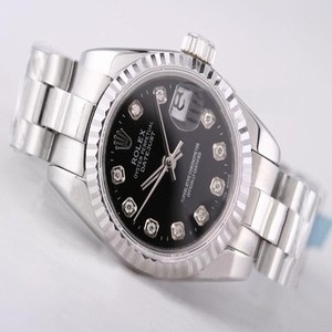 Rolex Datejust 79174 Stainless Steel Bezel Silver Stainless Steel Strap Black Dial Watch