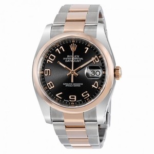 Rolex Datejust Black Concentric Dial Automatic Pink Gold and Stainless Steel Men's Watch 116201BKCAO