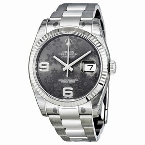 Rolex Datejust Automatic Brown Floral 18 kt White Gold Bezel Oyster Bracelet Ladies Watch 116234