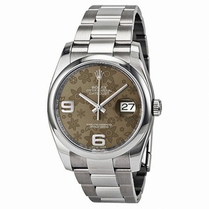 Rolex Datejust Automatic Brown Floral Dial Stainless Steel Ladies Watch 116200