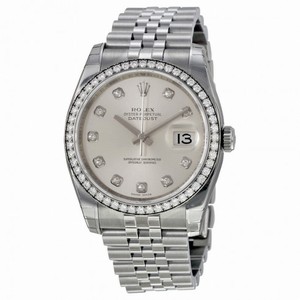 Rolex Datejust  Automatic Silver Dial Diamond Stainless Steel Ladies Watch 116244SDJ