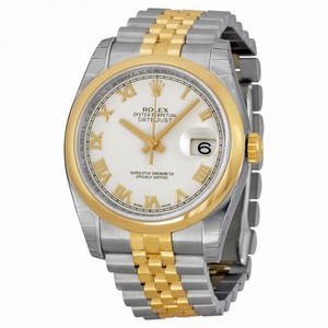 Rolex Datejust White  Dial Automatic Stainless Steel and 18K Yellow Gold Men's Watch 116203WRJ