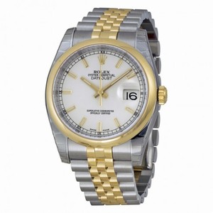 Rolex Datejust White  Dial Automatic  Stainless Steel and 18K Yellow Gold Men's Watch 116203WSJ