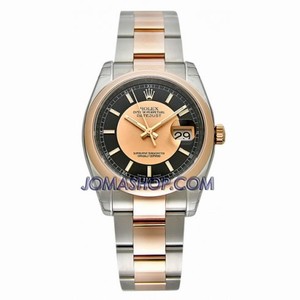 Rolex Datejust Black and Rose Gold Index Dial Oyster Bracelet Two Tone Men's Watch 116201BKPSO