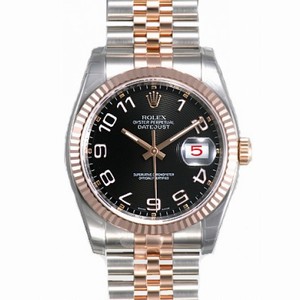 Rolex Datejust Black Concentric Arabic Dial Fluted 18k Rose Gold Bezel Jubilee Bracelet Men's Watch 116231BKCAJ