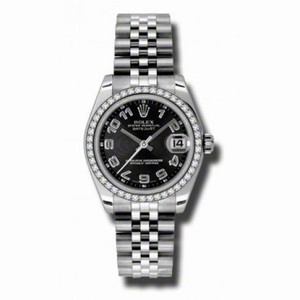 Rolex Datejust Black Concentric Circle Dial Automatic Stainless Steel Jubilee Ladies Watch 178384BKCAJ