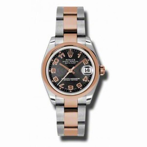 Rolex Datejust Black Concentric Circle Dial Automatic Stainless Steel with 18kt Rose Gold Ladies Watch 178241BKCAO