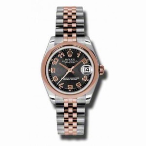 Rolex Datejust Black Concentric Circle Dial Automatic Steel and 18kt Rose Gold Ladies Watch 178241BKCAJ