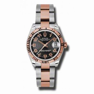 Rolex Datejust Black Concentric Dial Automatic Stainless Steel and 18kt Rose Gold Ladies Watch 178271BKCAO