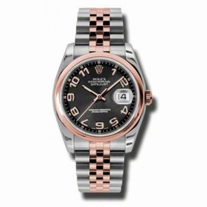 Rolex Datejust Black Concentric Dial Steel and Pink Gold Men's Watch 116201BKCAJ