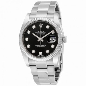 Rolex Datejust Black Dial 18kt White Gold Bezel Automatic Stainless Steel  Ladies Watch 116234BKDO