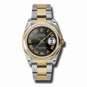 Rolex Datejust Black Dial Automatic  Stainless Steel and 18K Yellow Gold Ladies Watch 116203BKSBRO
