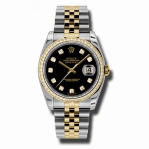 Rolex Datejust Black  Dial Automatic Stainless Steel and 18kt Yellow Gold Ladies Watch 116243BKDJ