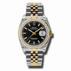 Rolex Datejust Black Dial Automatic Stainless Steel and 18kt Yellow Gold Ladies Watch 116243BKSJ