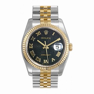 Rolex Datejust Black Dial Stainless Steel and 18k Yellow Gold Men's Watch 116233BKJRJ