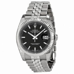 Rolex Datejust Black Index Dial Jubilee Bracelet Fluted Bezel Men's Watch 116234BKSJ