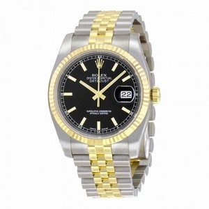 Rolex Datejust Black Index Dial Stainless Steel and 18kt Yellow Gold Jubilee Men's Watch 116233BKSJ