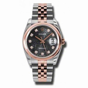 Rolex Datejust Black Jubilee Dial Stainless Steel With 18kt Pink Gold Men's Watch 116201BKJDJ