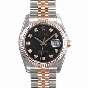 Rolex Datejust Black Jubilee Diamond Dial Fluted 18k Rose Gold Bezel Jubilee Bracelet Men's Watch 116231BKJDJ