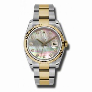 Rolex Datejust Black Mother of Pearl Dial Automatic Stainless Steel and 18kt Yellow Gold Men's Watch 116233BKMDO
