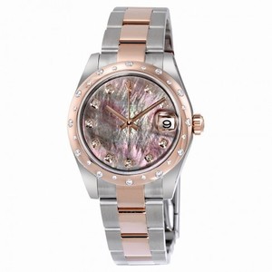Rolex Datejust Black Mother of Pearl Dial Steel and 18K Everose Gold Diamond Ladies Watch 178341