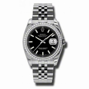 Rolex Datejust Black Stick Dial 18k White Gold Diamond Bezel Jubilee Bracelet Men's Watch 116244BKSJ