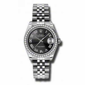 Rolex Datejust Black Sunbeam Automatic Stainless Steel Jubilee Ladies Watch 178384BKSBRJ