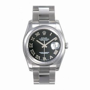 Rolex Datejust Black Sunburst Roman Dial Oyster Bracelet Men's Watch 116200BKSBRO