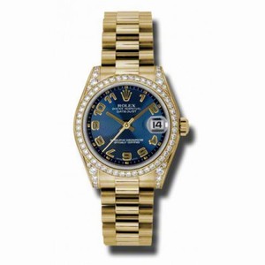 Rolex Datejust Lady 31 Blue Concentric Circle Dial 18K Yellow Gold President Automatic Ladies Watch 178158BLCAP