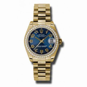 Rolex Lady-Datejust 31 Blue Concentric Circle Dial 18K Yellow Gold President Automatic Ladies Watch 178288BLCAP