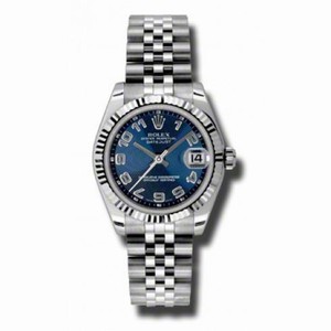 Rolex Datejust Blue Concentric Circle Dial Automatic White Gold Bezel Steel Ladies Watch 178274BLCAJ