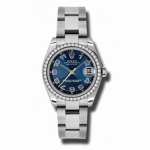 Rolex Datejust Blue Concentric Dial 18kt White Gold Diamond Bezel Ladies Watch 178384BLCAO