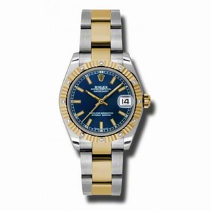 Rolex Datejust Blue Dial Automatic Stainless Steel and 18kt Yellow Gold Ladies Watch 178313BLSO