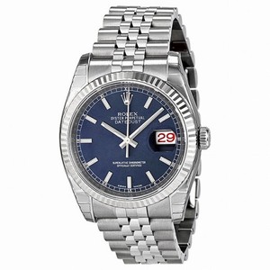 Rolex Datejust Blue Index Dial Jubilee Bracelet Fluted Bezel Men's Watch 116234BLSJ