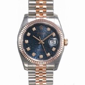 Rolex Datejust Blue Jubilee Diamond Dial Fluted 18k Rose Gold Bezel Jubilee Bracelet Men's Watch 116231BLJDJ