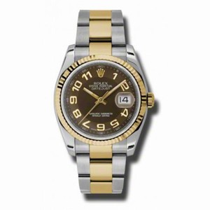 Rolex Datejust Brown  Dial Automatic  Stainless Steel and 18kt Yellow Gold Men's Watch 116233BRAO