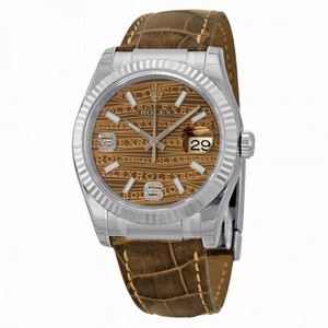 Rolex Datejust Brown Jubilee  Brown Dial Bronze Leather Strap Men's Watch 116139BRJASL