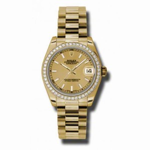 Rolex Lady-Datejust 31 Champagne Dial 18K Yellow Gold President Automatic Ladies Watch 178288CSP