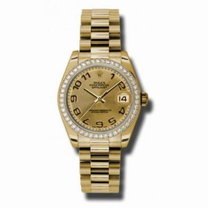 Rolex Lady-Datejust 31 Champagne Concentric Circle Dial 18K Yellow Gold President Automatic Ladies Watch 178288CCAP