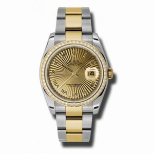 Rolex Datejust Champagne  Dial Automatic  Stainless Steel and 18K Yellow Gold Ladies Watch 116243CSBRO