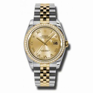 Rolex Datejust Champagne  Dial Automatic Stainless Steel and 18kt Yellow Gold Ladies Watch 116243CRJ