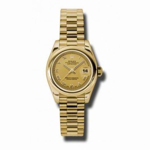 Rolex Datejust Champagne Dial 18K Yellow Gold President Automatic Ladies Watch 179168CRP