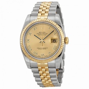 Rolex Datejust Champagne Roman Dial Jubilee Bracelet Two Tone Men's Watch 116233CRJ